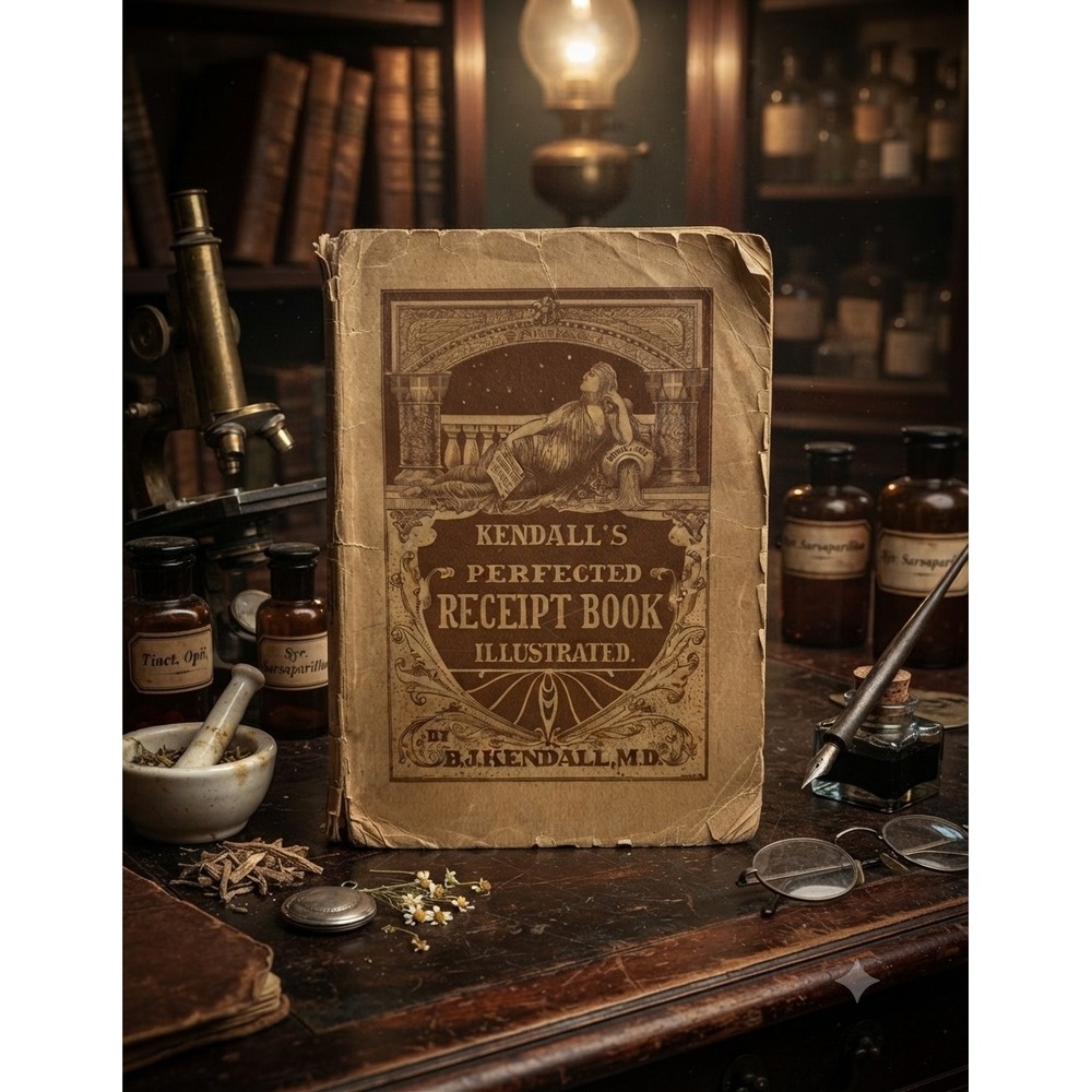 Antique 1898 Kendalls Perfected Receipt Book Illustrated BJ Kendall MD Medical